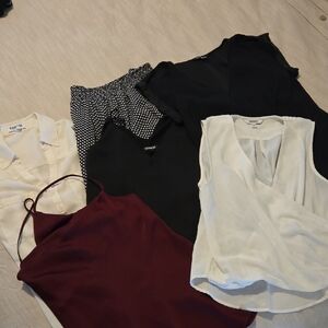 Express Blouses Black, Cream, and Burgundy- Bundle of 5